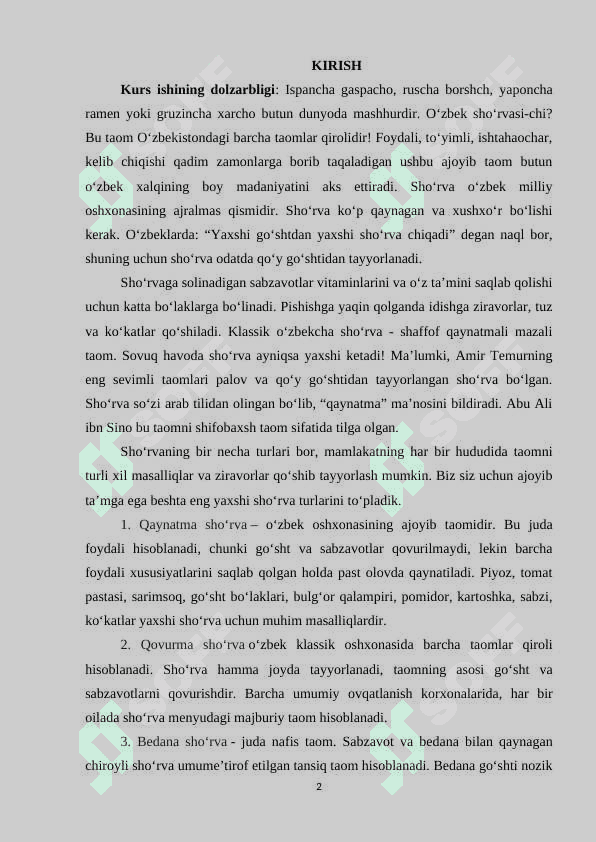Suyuq toamlar tayyorlash jarayonini o’rganish 2