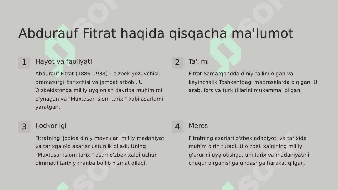 Abdurauf Fitratning "Muhtasar islomtarixi asari 2