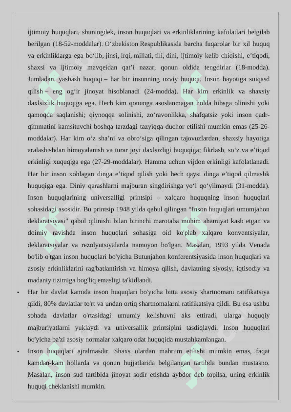 Inson huquqlari, fuqaro huquqlari, erkinlik, majburiyat tushunchalari  24 3