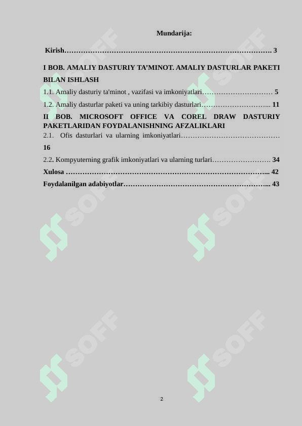 Amaliy dasturlar paketidan foydalanish. kurs ishi 2