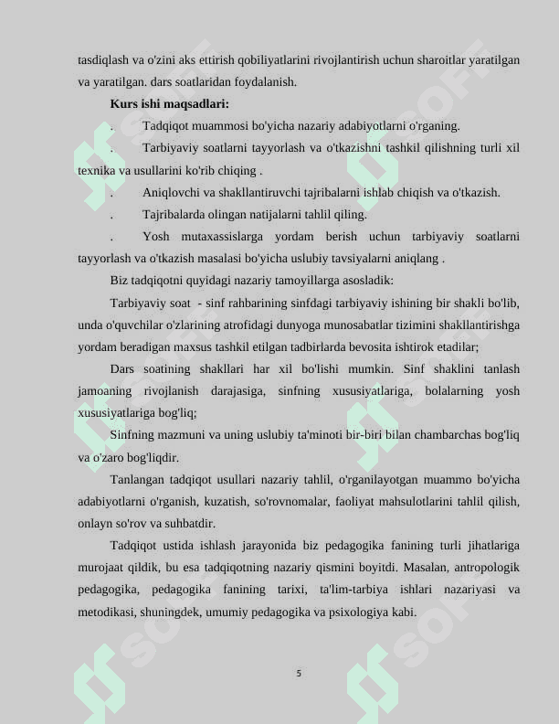 Guruhda tarbiyaviy soatlarni tashkil etish pedagogik jarayon sifatida. kurs ishi 5