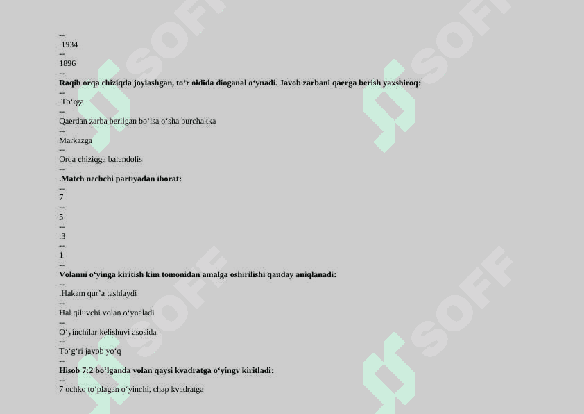 Badminton test javoblari bilan 3