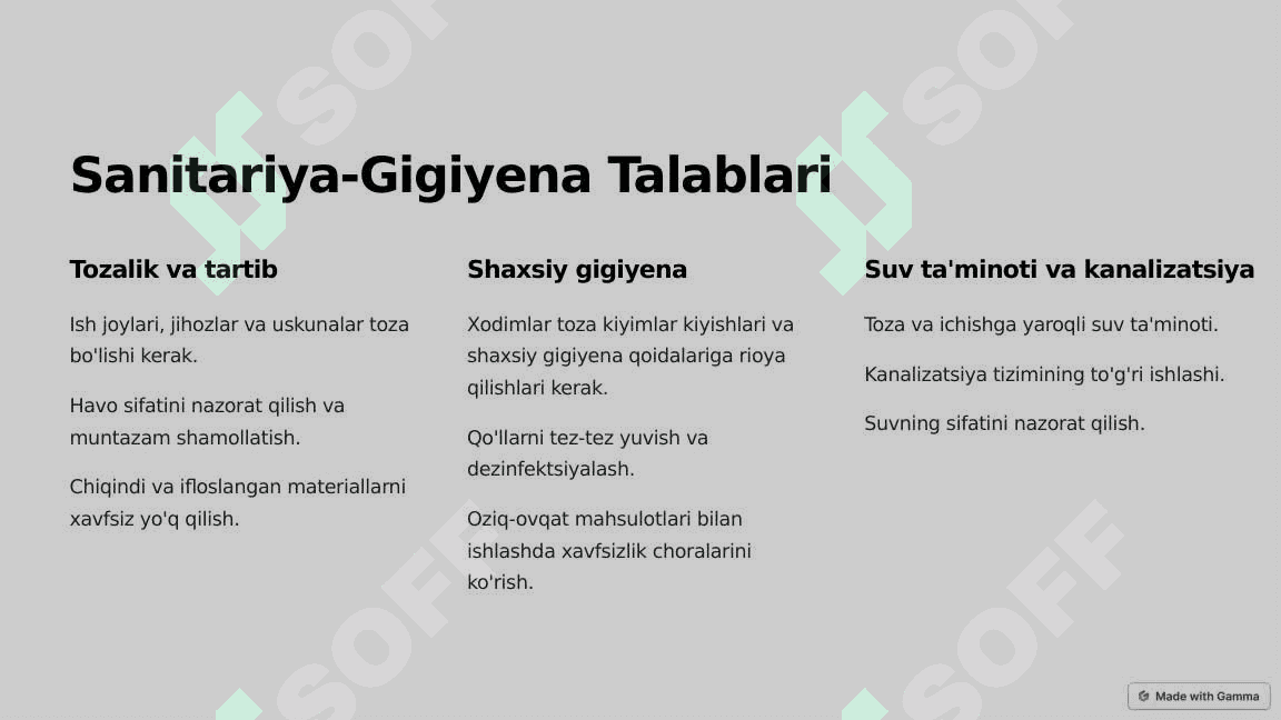 Sanitariya Rejimi Qoidalari va Me'yorlar 4