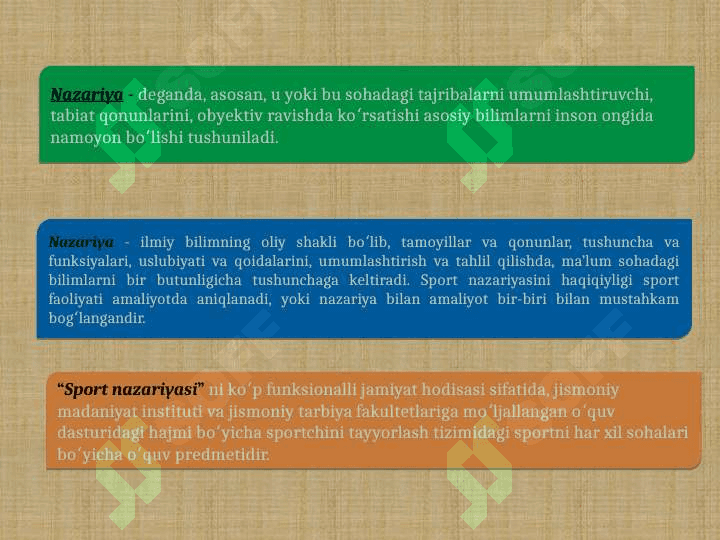 Sport ijtimoiy xodisalar tizimida. Sportning nazariy asoslari va sport turlarining tasnifi 8
