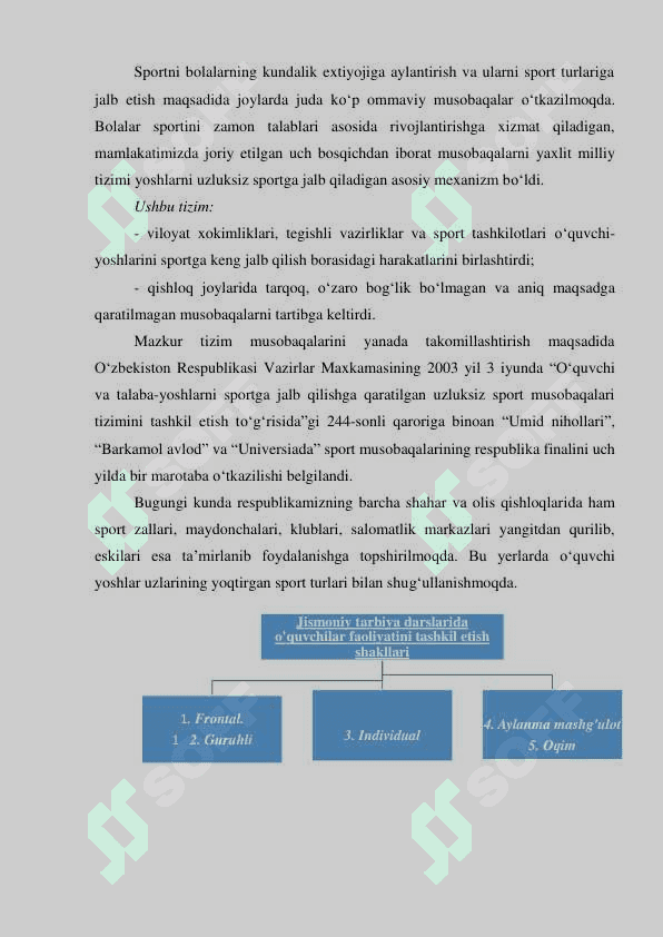 Jismoniy tarbiya darslarida oʻquvchilar faoliyatini tashkil etish shakllari 2
