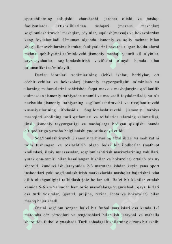 Sogʻlomlashtiruvchi jismoniy tarbiyaning nazariy asoslari 2