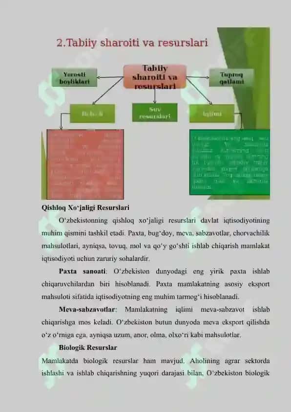 O'ZBEKISTON TABIIY SHAROITI VA RESURSLARINING XO'JALIK AHAMIYATI 6
