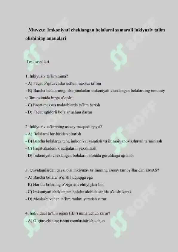 Imkoniyati cheklangan bolalarni samarali inklyuziv talim olishining ananalari 2