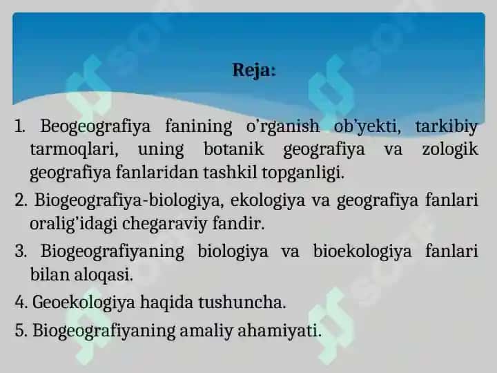 Biogeografiya fanining maqsad va vazifalari, obyekti va predmeti 2