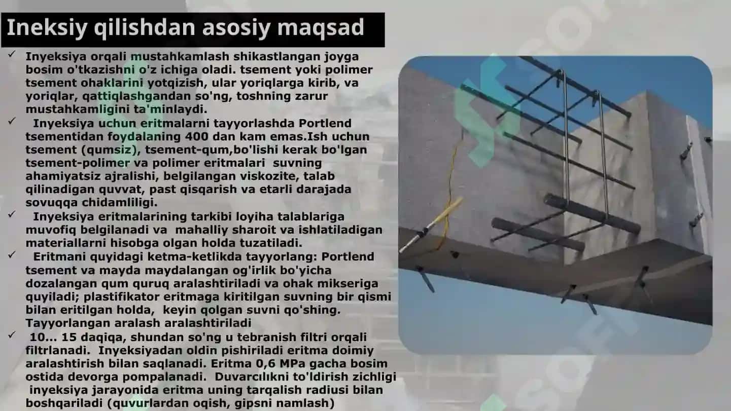 Toshli konstruksiyalarni inyeksiya yo‘li bilan tiklash 8