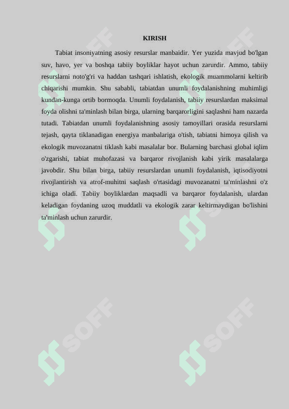 TABIATDAN  UNUMLI FOYDALANISH 2