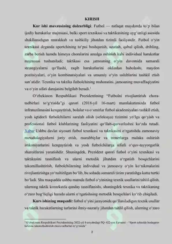 Futbol o‘yin texnikasi va taktikasini tasnifi. 2