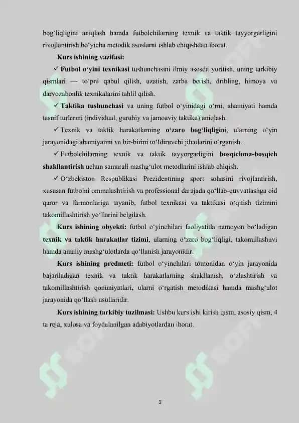 Futbol o‘yin texnikasi va taktikasini tasnifi. 3