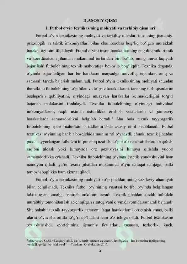 Futbol o‘yin texnikasi va taktikasini tasnifi. 4