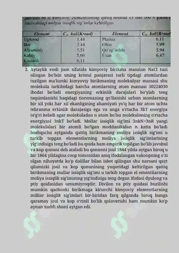 Kristal qattiq jismlarning eng sodda modeli 2