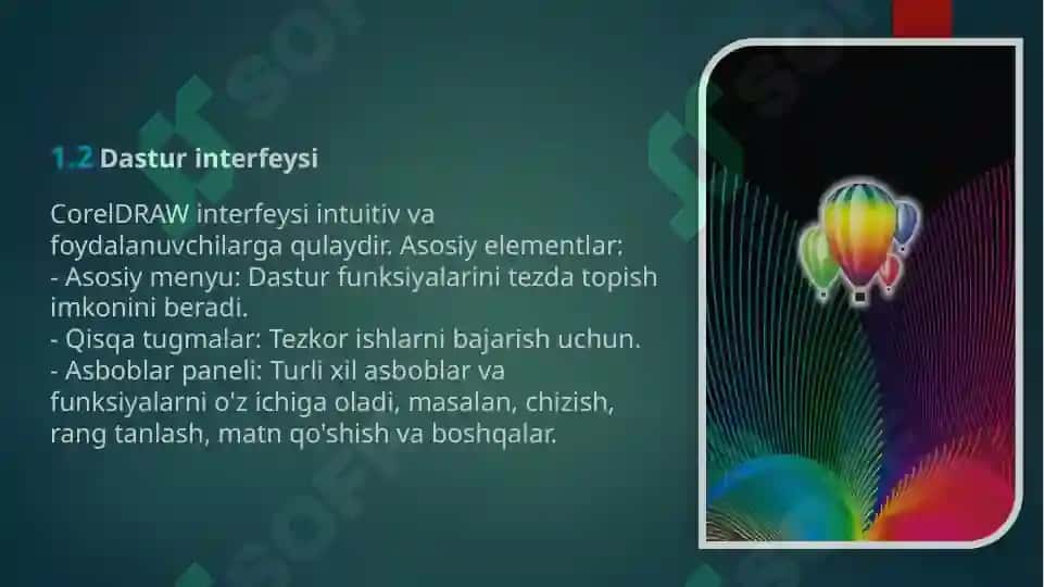 Corel DRAW DASTURI VA UNING IMKONIYATLARI 5