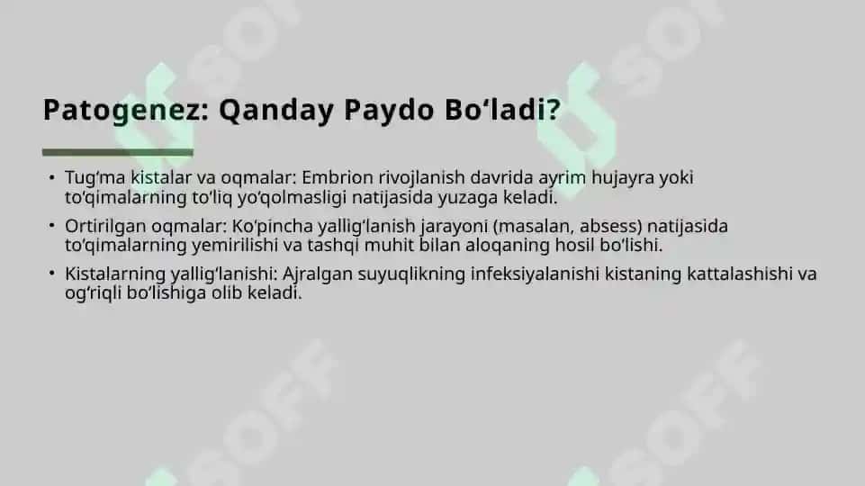 Bo‘yinning o‘rta, yon oqmalari va kistalarini kesib olish 8