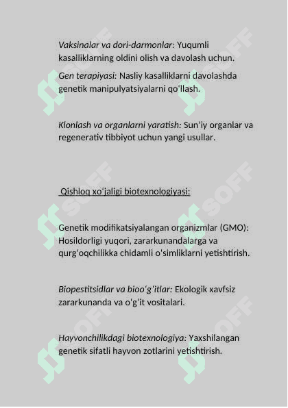Biotexnologiya. Xromosoma kasalliklari 2