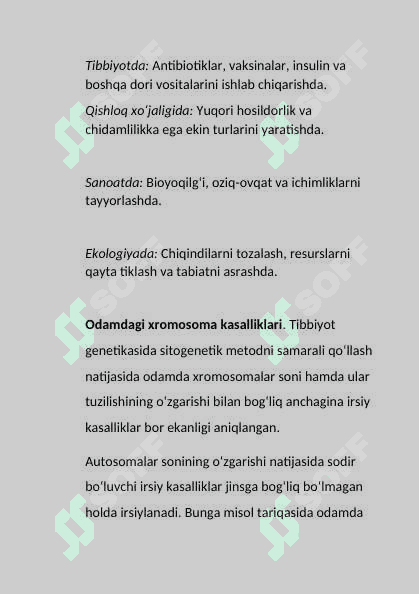 Biotexnologiya. Xromosoma kasalliklari 5