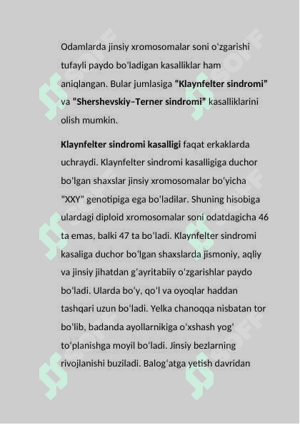 Biotexnologiya. Xromosoma kasalliklari 7