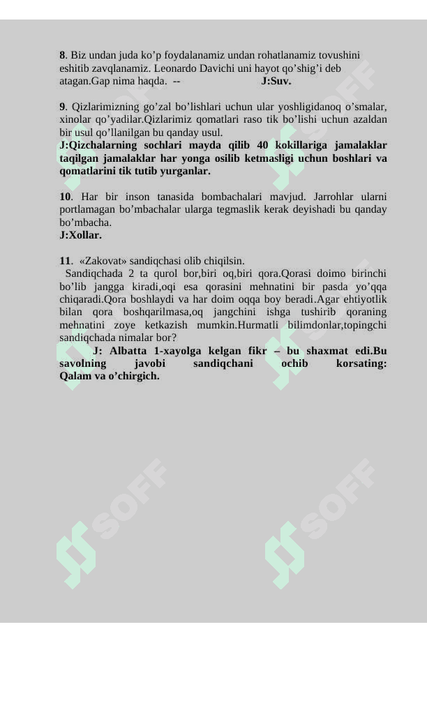 KIMYODAN ZAKOVAT SAVOLLARI. 2