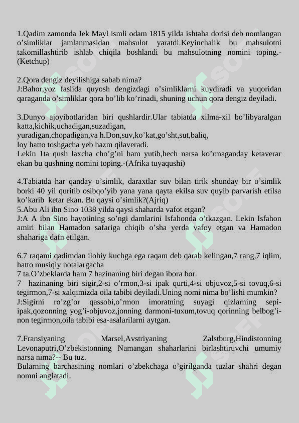 Kimyo zakovat savollari. 7