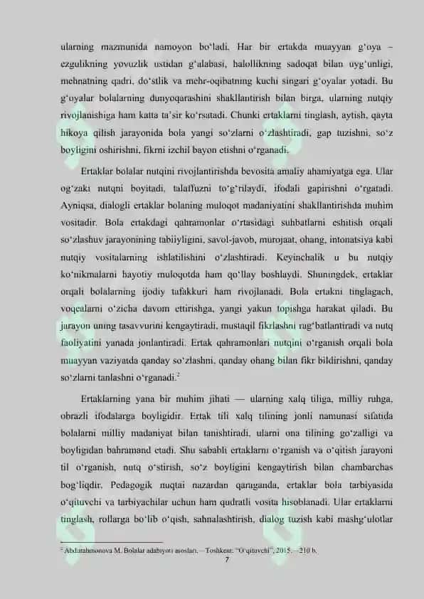 Ertaklarda dialoglarni o'rgatish orqali nutqni rivojlantirish. 7