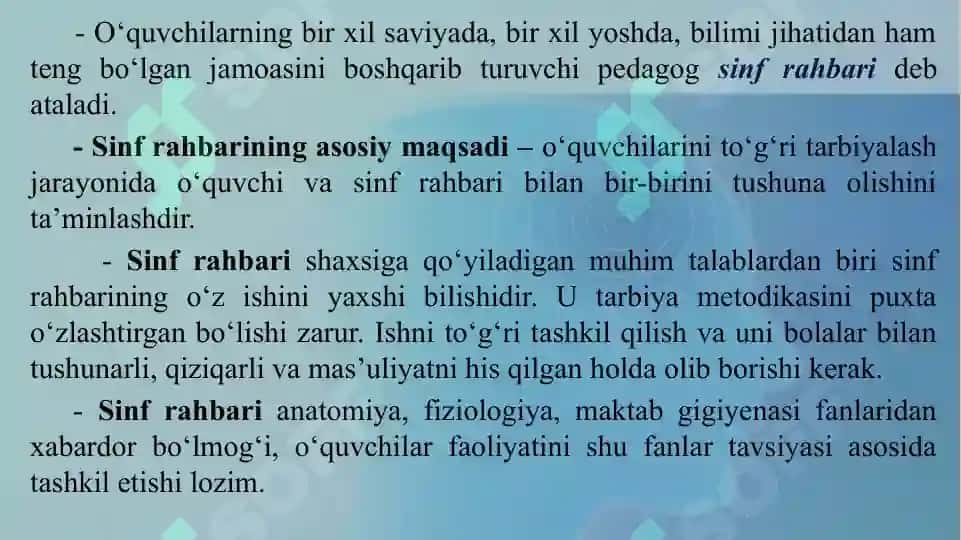 Maktabdagi tarbiyaviy ishlar tizimida boshlang‘ich sinf rahbarining faoliyati. 2