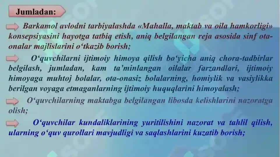Maktabdagi tarbiyaviy ishlar tizimida boshlang‘ich sinf rahbarining faoliyati. 6