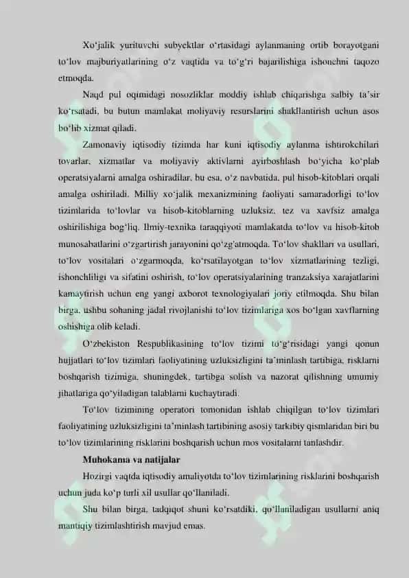 To‘Lov Tizimlaridagi Risklarni Boshqarishni Takomillashtirish Yo‘llari 2