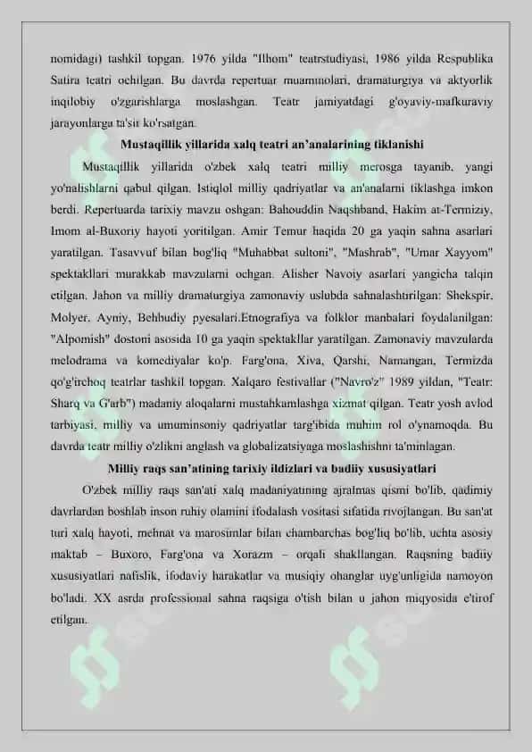 Madaniy taraqqiyotda xalq teatri va milliy raqslarning o‘rni 6