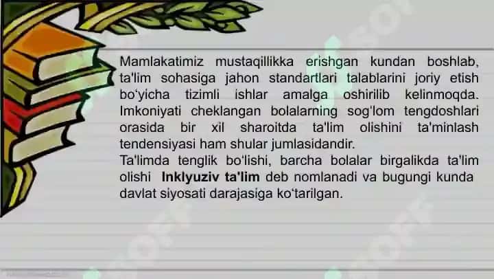 Inklyuziv talimning mazmun mohiyati 4