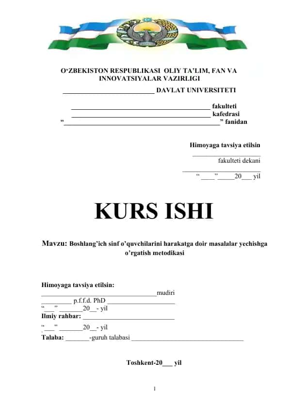 Boshlang’ich sinf o’quvchilarini harakatga doir masalalar yechishga o’rgatish metodikasi