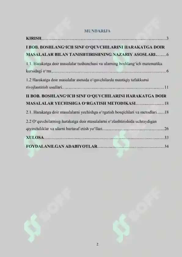 Boshlang’ich sinf o’quvchilarini harakatga doir masalalar yechishga o’rgatish metodikasi 2