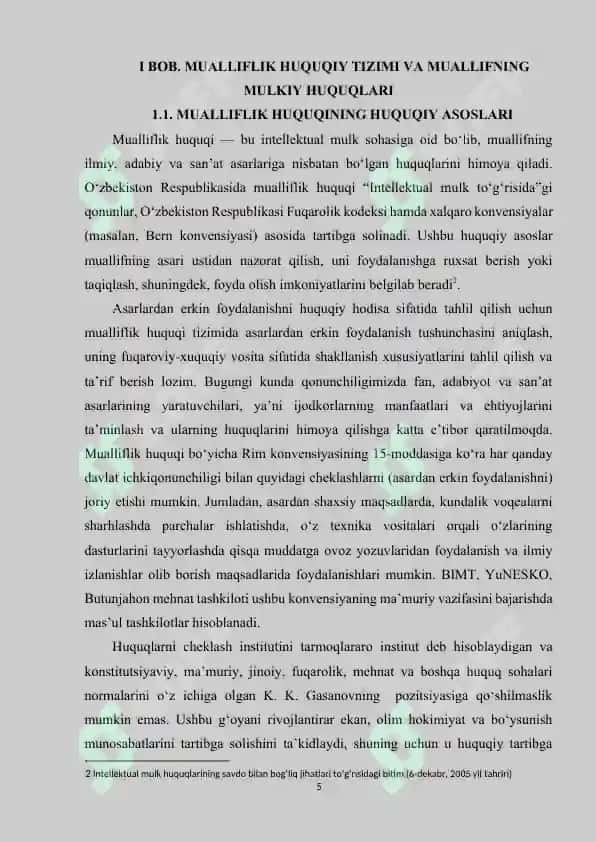 Muаllifning mulkiy huquqlаri. Muаlliflik huquqlаri subyektlаri, vоrislаrgа о‘tish tаrtibi 5