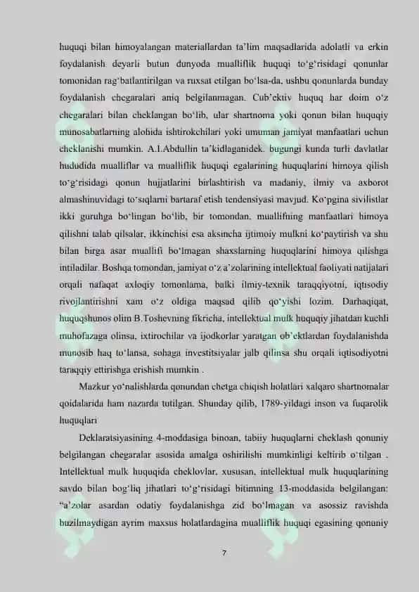 Muаllifning mulkiy huquqlаri. Muаlliflik huquqlаri subyektlаri, vоrislаrgа о‘tish tаrtibi 7