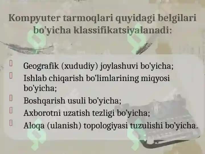 Kompyuter tarmoqlari uning asosiy tushunchalari va turlari. 6