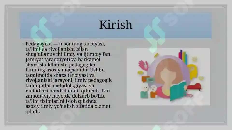 pedagogika shaxs tarbiyasi va rivojlanishi to'g'risidagu fan. Ilmiy pedagogik tadqiqotlar metodologiyasi va metodlari. 4