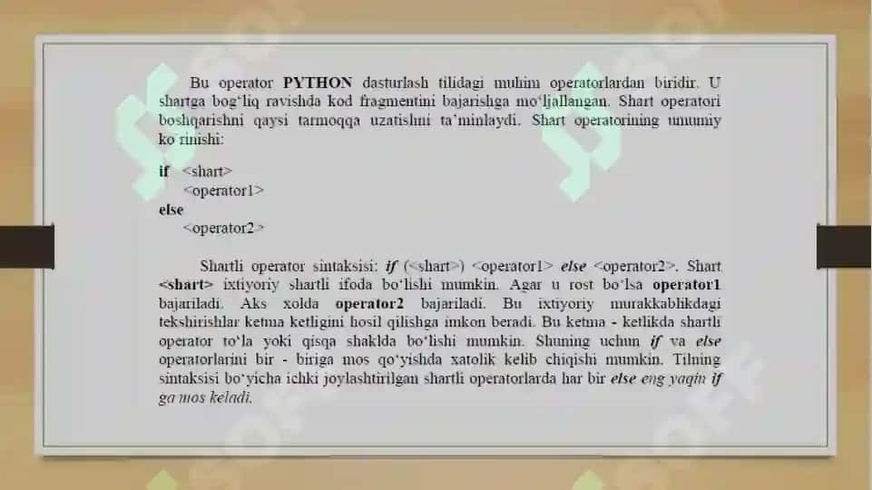 ELSE OPERATORINING SIKLLARDA ISHLATILISHI 3