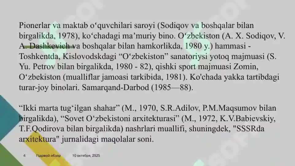 O’ZBEKISTONDA XIZMAT KO’RSATGAN FARXOD YUSUBAEVICH TURSUNOVNING HAYOTI VA IJODI 4