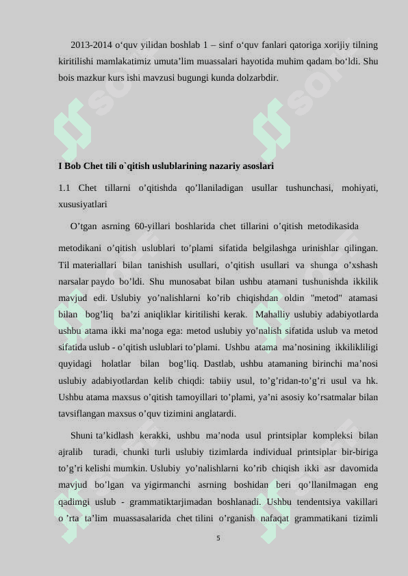 Chet tili o`qitish uslublarining nazariy asoslari 5