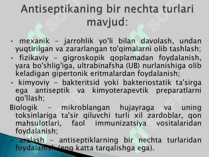 Terapevtik stamatologiyada aseptika va antiseptika 5