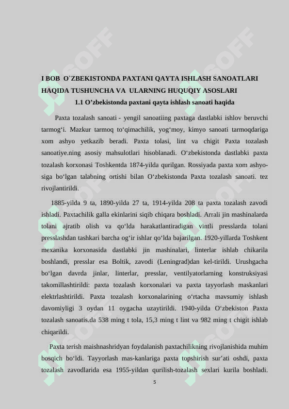O’zbekistonda paxtani qayta ishlash sanoati tarmoqlarining geografik joylashuvi. 5
