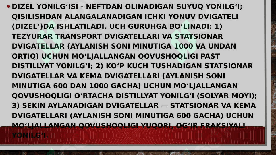 Dizel yoqilg'isi haqida 3