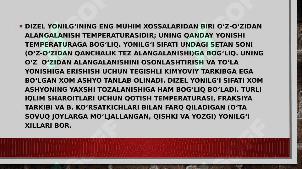Dizel yoqilg'isi haqida 4