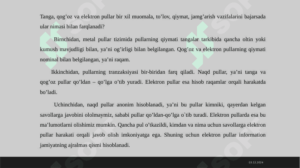 Rаqаmli nаqd pullаr vа ulаrning mаmlаkаtаmizdаgi iqtisоdiy o’rni vа аhаmiyati 4