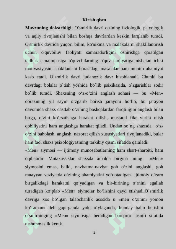 O’smirlik  davrida  “men” siymosining  xususiyatlari 2