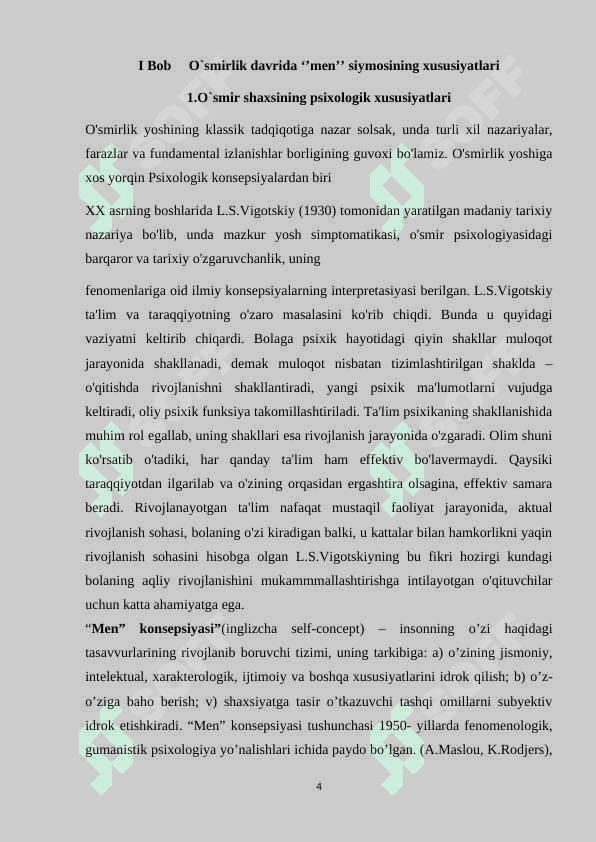O’smirlik  davrida  “men” siymosining  xususiyatlari 4