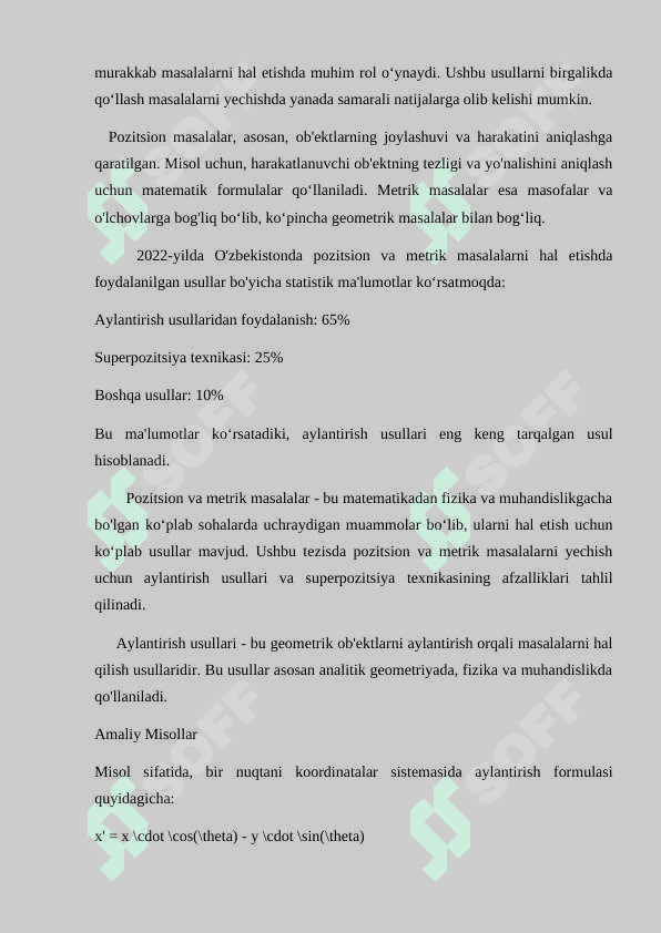 PROEKTSIYALAR TEKISLIKLARINI IKKI MARTA ALMASHTIRISH ORQALI GRAFIK MASALALAR YECHISH 2