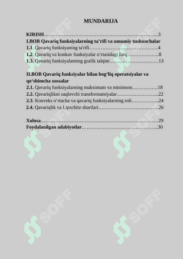 Qavariq funksiyalar sinfi. Ularning xossalari 2